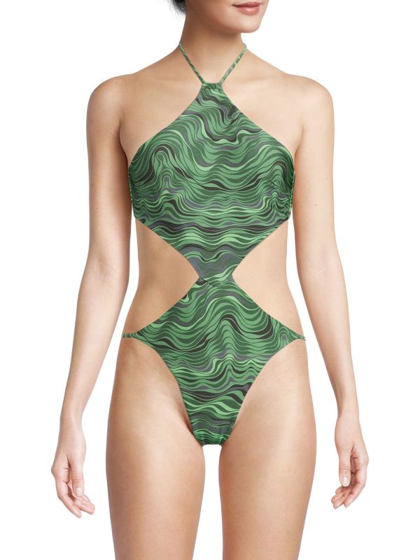 Cult Gaia Camari Halterneck One Piece Swimsuit